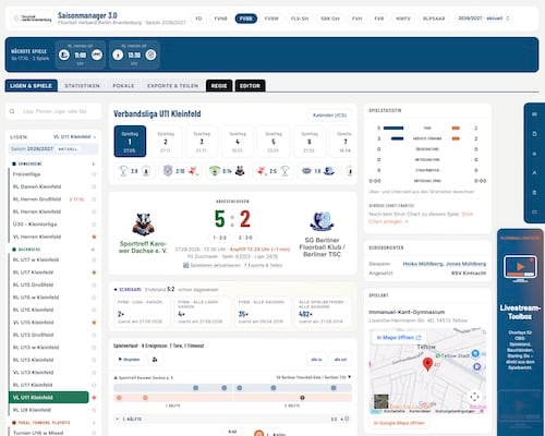 Floorball Saisonmanager von Floorball-facts.de: alle Ligen, alle Spiele. alle Tore sowie Analysen, Tabellen, Charts und Livestream-Tools